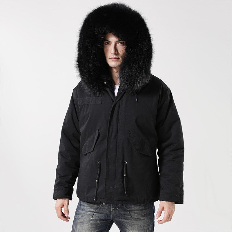 Black parka with black fur best sale