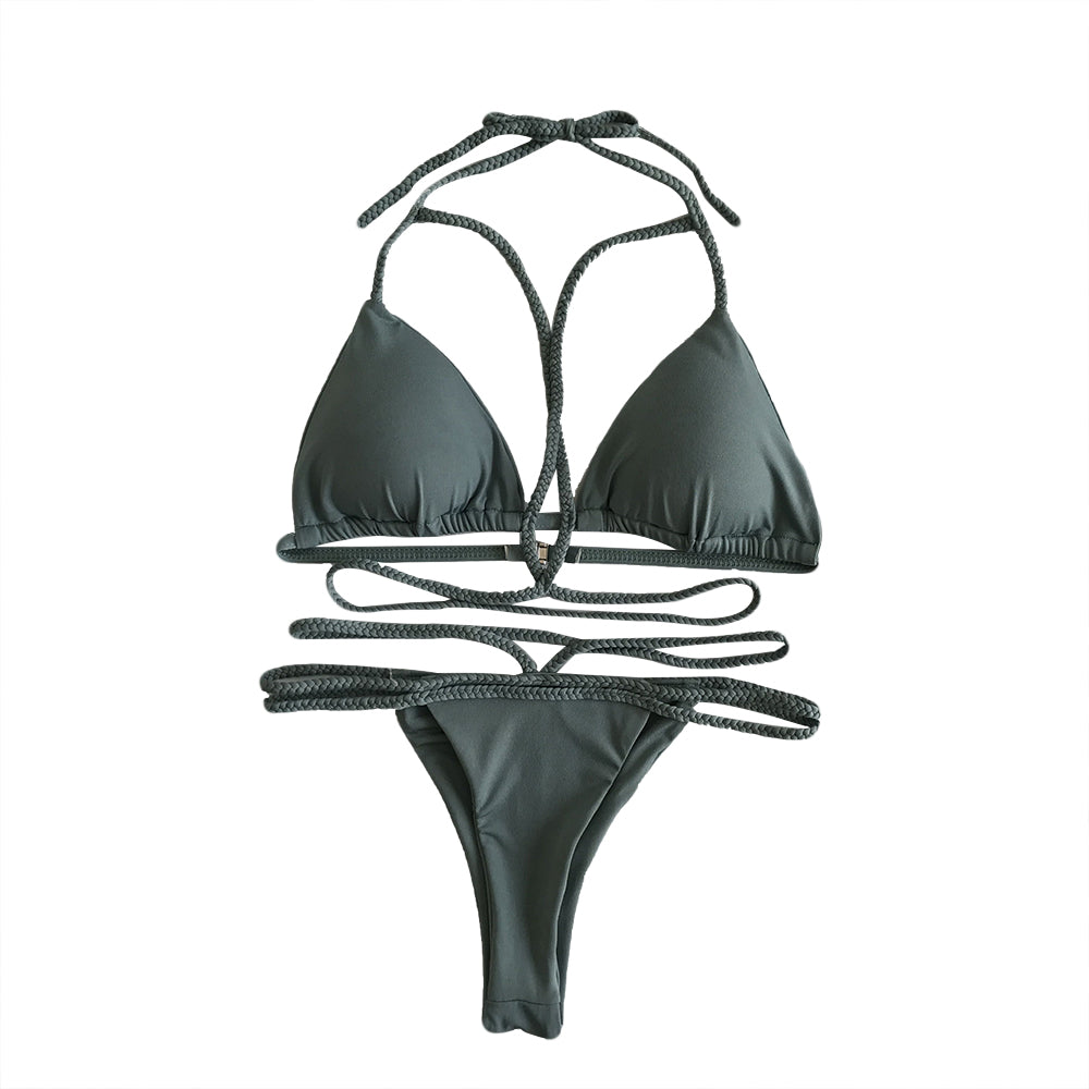 Melva String Bikini Swimsuit - Green – Pomkin