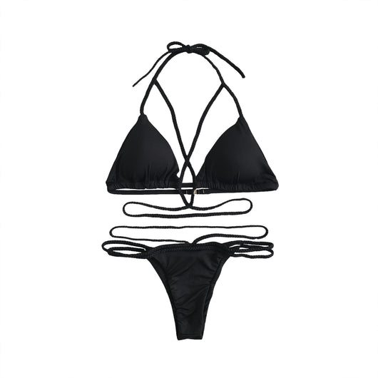 Melva String Bikini Swimsuit - Black – Pomkin