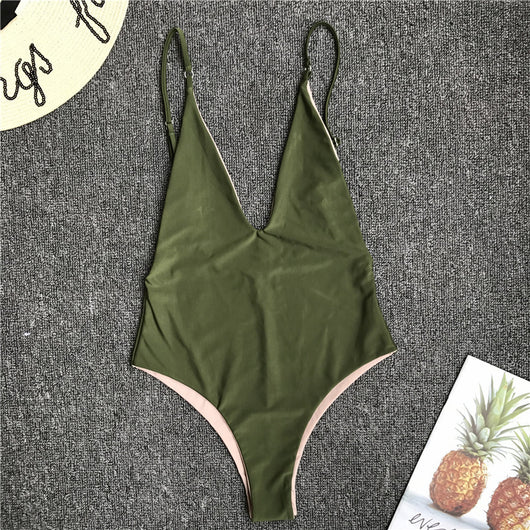 MALIBU Reversible Green Nude One Piece Bikini – Pomkin