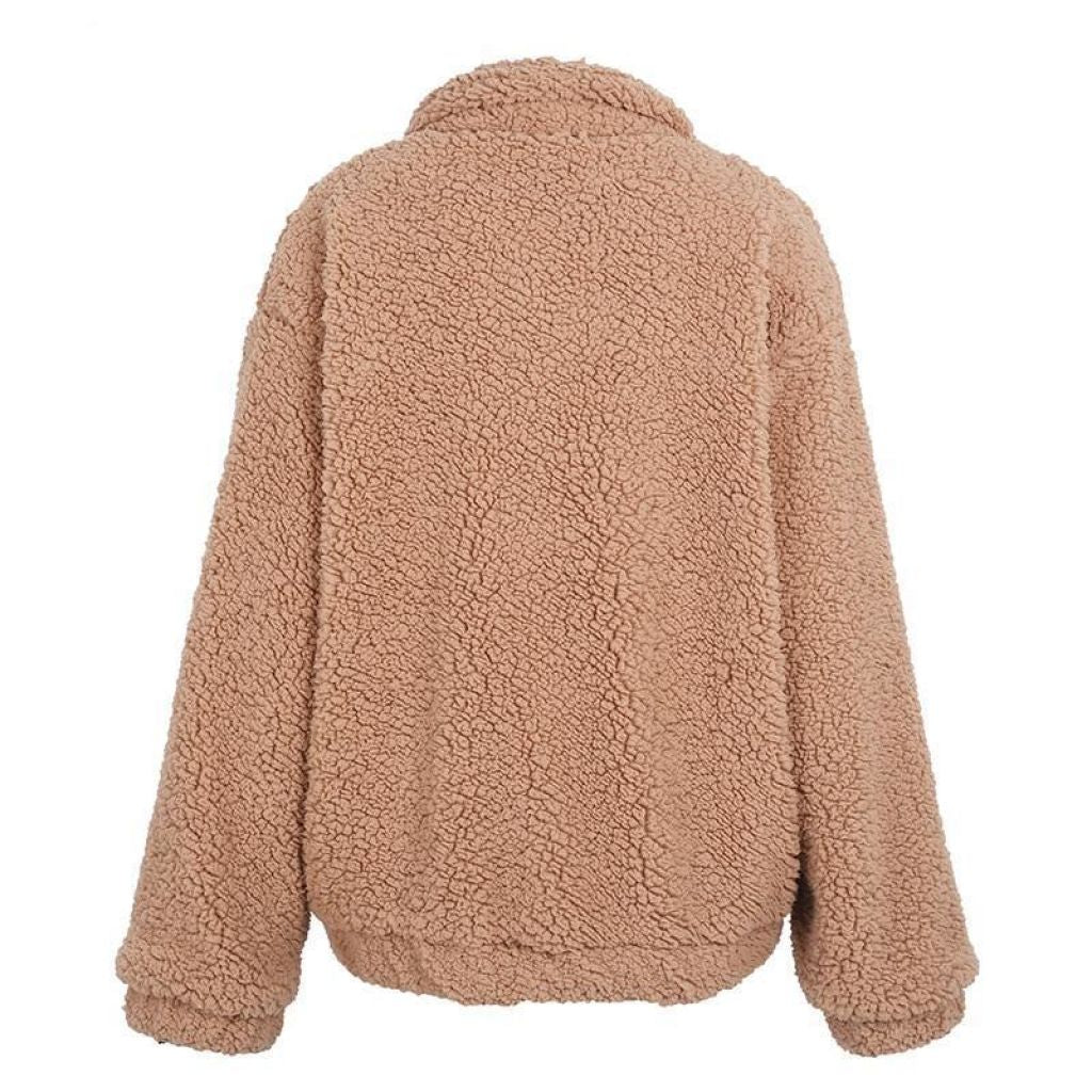 Oversized Teddy Bear Zipup Jacket - Camel – Pomkin